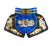 SIAMKICK Classic Muay Thai Shorts for Men Women Boxing Kickboxing High Grade MMA Fight Clothing Training Workout Trunk, Blue Bodhi, Medium
