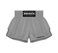SIAMKICK Elite Muay Thai Shorts for Men Women Boxing Kickboxing High Grade MMA Fight Clothing Training Workout Trunks, Core Grey, Medium