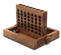 SiamMandalay Wooden 4 in a Row Game (Travel Set) | Wooden Games | Traditional Family Board Games | Strategy Game | Classic Table Game Premium Handmade Unique Stocking Filler Gift & Table Accent