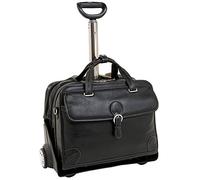 Siamod, VERNAZZA, Carugetto, Napa Cashmere Leather, 15" Leather Patented Detachable -Wheeled Laptop Briefcase, Black (45295)