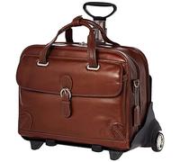 Siamod, VERNAZZA, CARUGETTO, Napa Cashmere Leather, 15" Leather Patented Detachable -Wheeled Laptop Briefcase, Cognac (45294)