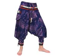 Siamrose Samurai Yoga Ninja Harem Pants Men Women Lounge Trousers, Blue Koi, One Size
