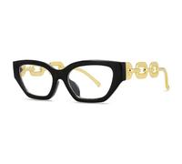 SIAMZYWV Rectangle Eyewear Frames Cat's Eye Women's Extra Large Chain Legs Eyeglasses Frame Anti Blue Light Eyeglass