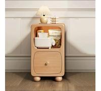 SIAMZYWV Smart Solid Wood Bedside Table, Wireless Charging Nightstand with Drawers, Narrow Side Minimalist Night Stand, Table Storage(Natural)