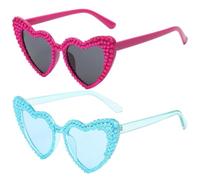 SIAMZYWV Women's Luxury Diamond Frame Heart Shape Sunglasses | Vintage Elton John Style UV400 Protection Large Oversized Party Eyewear for Women(A)