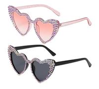 SIAMZYWV Women's Luxury Diamond Frame Heart Shape Sunglasses | Vintage Elton John Style UV400 Protection Large Oversized Party Eyewear for Women(B)