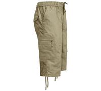 Sians Fashions Mens Cargo Combat Shorts 3/4 Length with Multi Pockets Elasticated Waist Small to 3XL 3 Quarter Shorts (XXX-Large, Stone)