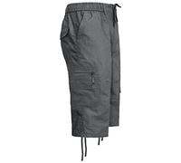Sians Fashions Mens Cargo Combat Shorts 3/4 Length with Multi Pockets Elasticated Waist Small to 5XL 3 Quarter Shorts (XX-Large, Grey)