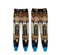 SIAOMA Native American Elastic Waist Jogger Sweatpants Men Casual Pants, Owl, Medium