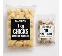 SiarFrozen Raw Feeding Bundle - 1kg Day-Old Chicks & 10 Small Mice (10-15g) - Natural Whole Prey for Dogs, Cats, Ferrets & Reptiles - High Protein, Grain Free Raw Treats