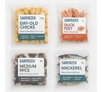SiarFrozen Whole Prey Variety Pack - 1kg Chicks, 10 Medium Mice, 10 Duck Feet & 1kg Mackerel - Natural Raw Food for Dogs, Cats & Ferrets - High Protein, Grain Free, Complete Raw Treat Selection