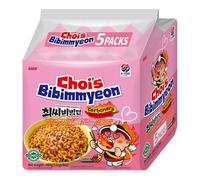 Sias Choi’s Bibimmyeon Carbonara Spicy Flavour 131g (5 Pack) - Korean Mixed Saucy Noodles Ready Meal