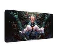 SIASYDF Anime Jujutsu Kaisen Mouse Pad, Extended Large Sukuna Mousepad for Gaming Home Office, Non-Slip Rubber Base with Stitched Edges Desk Mat for Computer Keyboard and Laptop, 31.5x15.7x0.12inch