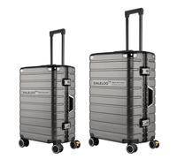 SIATELOO 2-Piece Zipperless Luggage Set with Aerospace Frame, 26/20 Inch Checked Suitcases & 22x14x9 Airline Approved Carry On, Hard Shell PC with Spinner Wheels and TSA Lock, Gray, 20-inch & 26-inch