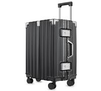 SIATELOO 3-Piece Zipperless Luggage Set - 20/24/28 Inch Airline Approved Carry On 22x14x9 in & Checked Suitcases, 9H Scratch-Proof Hard shell PC with Aluminum Frame for Business travel, black, 20
