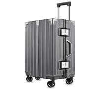 SIATELOO Zipperless Luggage, gray, 20", Classic