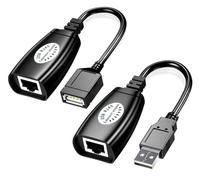 Siawclub USB Extender Over RJ45 Cat 6/6e/5/5e Adapter, RJ45 Ethernet Splitter to USB Extension UP to 50m/164ft, Compatible with Computers, Mobile Phones, Mice, Keyboards, U Disks, Printers, Cameras