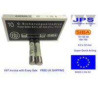 SIBA 70 125 40 1.25A Fuse Very Quick Acting FF1.25A 7012540 JPSF101