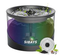 SIBAYS Cat Water Fountain for Drinking, 2.2L Cat Fountain with Super Silent Pump & Smart Alert Light, Dog Fountain Water Bowl for Cats Dogs, Dishwasher Safe