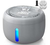 SIBAYS Cat Water Fountain for Drinking: 3.5L Cat Water Fountain with 25dB Ultra-Quiet Pump & LED Window | 5-Filter System & Deep Filtration | BPA-Free & 2 Activated Carbon Filters, FS77 (GY)