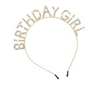 Sibba 1 PC Crown Happy Birthday Tiaras Princess Queen Decorations Party Accessories Rhinestone Headband Hairband Pin Headwear Headpiece Prom Photograph Women Girl