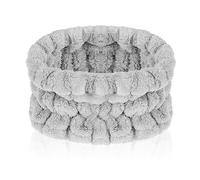 Sibba 1 PC Face Wash Headband Cleansing Set Spa Skincare Facewash Head Pack Facial Skin Care Hair Shampoo Strap Puffy Fabric Double Layer Elastic Microfiber Washband Women Girl Makeup Band Wrap(Grey)
