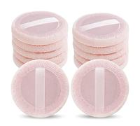 Sibba 12 Pcs Loose Powder MakeupPuff Pink Cotton Pads Face Body Makeup Velour with Ribbon Applicators Setting Round Make Up Eyeshadow Concealer Cosmetics Sponge