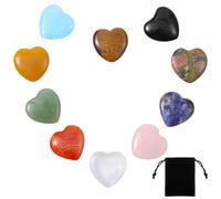 Sibba 12pcs Hearts Crystals Sets Heart Love Chakra Reiki Palm Stones Natural Crystal Rocks Pocket Thumb Polished Gemstones Heart Shaped Rock Colored Energy Balancing Meditation Gifts for Women Men