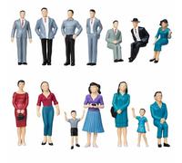 Sibba 14 Pcs Painted Figures, 1: 25 Scale Painted Model People Figurines Seated and Standing, Little People Toys Tiny Model for Diorama, Train Layouts, Architecture Models