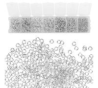 Sibba 1500 Pcs Jump Rings Small Split Ring Silver Plated Jewelry Necklace Connectors Repair kit Single Loop Open Chain Links 7 Sizes DIY Charm Making Bracelet Arts Crafts Organization Box Set