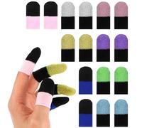 Sibba 16 Pieces Finger Sleeves for Mobile Gaming 0.3mm Extremely Thin Carbon Fiber Thumb Sleeve, Seamless Touchscreen Gaming Gloves Smooth Feel Anti Sweat & Slip Finger Covers Fit Phone Tablet Devices