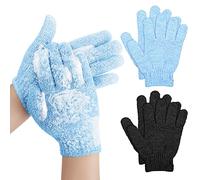 Sibba 2-in-1 Shower Gloves - Natural Loofah Exfoliating Wash Gloves for Body & Face, Dead Skin Remover, Double Sided Microfibre