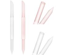 Sibba 2 Pcs Glass Cuticle Pusher Cuticle Remover Tool Double Sided Cuticle Trimmer Manicure Stick Professional Precision Filing Abrasive Surface Nail Salons Set for Women Girls Home (Transparent/Pink)