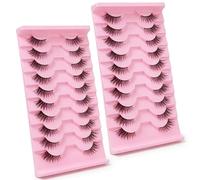 Sibba 20 Pairs Half Lashes Natural Half Eyelashes Wispy Cat Eye Lashes 3D Fluffy Faux Mink Lash 15MM False Eyelashes Look Like Corner End Lash Extensions Curly Soft Fake Eyelash