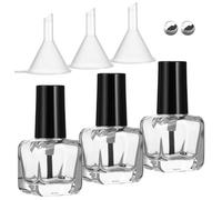 Sibba 2Pcs Empty Nail Polish Bottles with Brush, Clear Glass Refillable Nail Polish Containers with Mixing Balls, Glass Bottle with Funnel Cap for DIY Nails Art Samples Polishing Bottles (5ML)