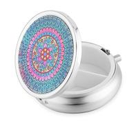 Sibba 3-Compartment Metal Pill Box Portable Round Pill Organizer with Secure Snap Closure Compact Medicine Case for Purse, Pocket, Travel & Daily Use Holder & Storage Reminder (1 Pack)