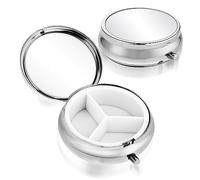 Sibba 3 Compartment Portable Medicine Pill Case, Travel Multi-Functional Moisture Proof Pill Box for Purse & Pocket, Cute Metal Medicine Pill Organizer Box for Vitamins, Fish Oil & Supplements