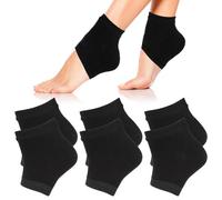 Sibba 3 Pairs Moisturizing Heel Socks Ventilate Gel Heel Open Toe Socks Soft Silicone Socks for Dry Hard Cracked Skin Breathable Reusable SPA Foot Protector Day Night Care Skin Black