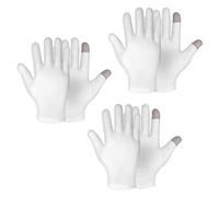 Sibba 3 Pairs Touch Screen Moisturizing Gloves White Cotton Overnight Bedtime Heal Eczema Sleeping Lotion Hand Spa Treatment Repair Rough Cracked Dry Chapped Hands Skin, 23.5 x 10.5 cm