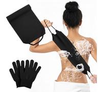 Sibba 3 Pcs Exfoliating Body Scrubber Bath Gloves Set Back Scrubber Shower Towel Double Sided Bath Gloves for Exfoliator, Back Washer for Body Scrub, Remove Dead Skin