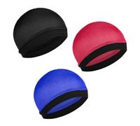 Sibba 3 Pcs Kids Silky Durag Satin Wave Caps Set Polyester Durags Head Wrap Unisex Baby Durags Beanie Cap 360 Wave Wide Strap Skull Caps for Boy Toddler Girls (Black, Blue, Wine Red)