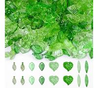 Sibba 320PCS Green Leaf Beads Acrylic Leaf Charms Pendants for Jewelry Making 8 Styles Tiny Maple Leaves Pendants Mini Glass Leaves Beads for DIY Crafts Earrings Necklaces Bracelets Spring Decorations