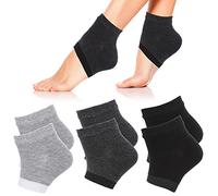 Sibba 3Pairs Moisturizing Heel Socks Ventilate Gel Heel Open Toe Socks Soft Silicone Socks for Dry Hard Cracked Skin Breathable Reusable SPA Foot Protector Day Night Care Skin Relieve Pain Male Female