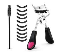 Sibba 3Pcs Lash Curler Set, No Pinching or Pulling, Long Lasting Eyelash Fit All Eye Shapes, Professional Makeup Tool for Eyelashes with 10 Pieces Silicone Refill Pads and Brush Women Girls, Black