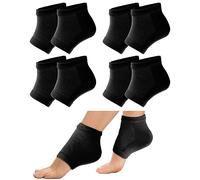 Sibba 4 Pairs Cracked Heel Moisturizing Gel Heel Socks Gel Lined Infused Toeless Spa Socks for Women Moisture Soft Cotton Silicone Ventilate Heel Sleeves Open Toe Foot Care Treatment Overnight(Black)