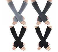 Sibba 4 Pairs Knitted Fingerless Gloves Wrist with Finger Holes Stretchy Arm Hand Warmers Punk Gothic Rock Warm Winter Unisex Mittens Long Sleeves for Office Typing Computer