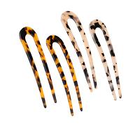 Sibba 4 Pieces U Shaped Hair Pin French Style Cellulose Acetate Tortoise Shell Fork Sticks Updo Chignon Pin for women Girls Hairstyle Accessories (Brown)