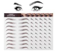 Sibba 4D Hair-Like Eyebrow Tattoos Stickers 6 Sheets Brown Waterproof Temporary Brow Colors Transfers Sticker Peel Off for Eye Makeup Easter Party Cosmetic Supplies Grooming Shaping Women Girls