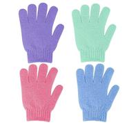 Sibba 4Pcs Exfoliating Gloves Bamboo Exfoliator Mitt Body Scrub Exfoliating Washcloths Scrubbing Glove for Shower, Spa, Massage and Dead Skin Cell Remover Loofah Style B