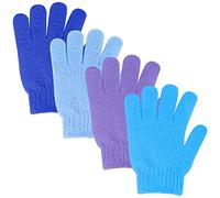 Sibba 4Pcs Exfoliating Gloves Bamboo Exfoliator Mitt Body Scrub Exfoliating Washcloths Scrubbing Glove for Shower, Spa, Massage and Dead Skin Cell Remover Loofah